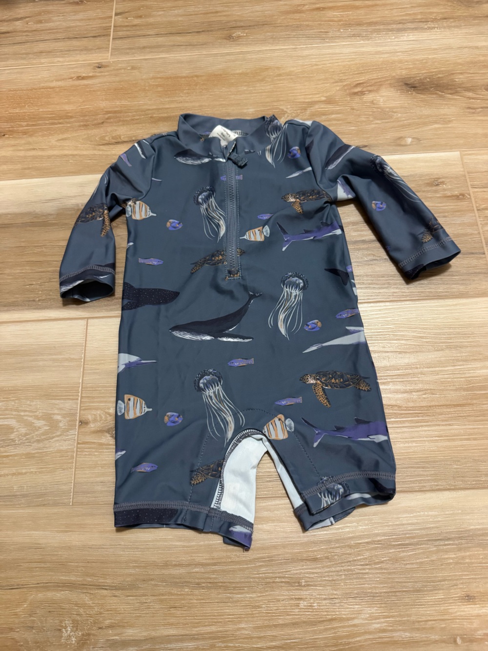 Blue ocean creatures rash guard